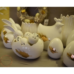 Średni ceramiczny królik ze złotym piórem